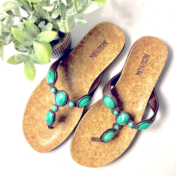 NIB, Kenneth Cole Reaction Turquoise Sandal - Picture 1 of 6